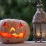 jack o lantern on brown wooden table